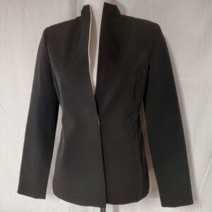 Kasada Black & Ivory Long Sleeve Single Button Front V-Neckline Blazer Jacket